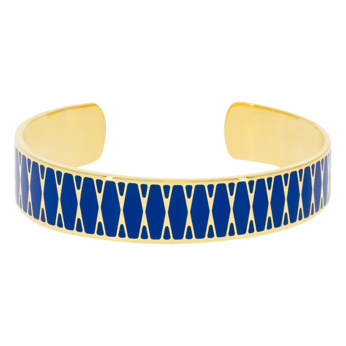 Manchette Palma finition dorée Émail coloris bleu Bracelet Manchette POETIKA émail bleu finition dorée