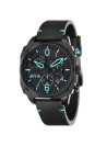 Montre Homme AVI-8  Hawker Hunter Aiguilles bleues luminescentes Bracelet noir en cuir véritable