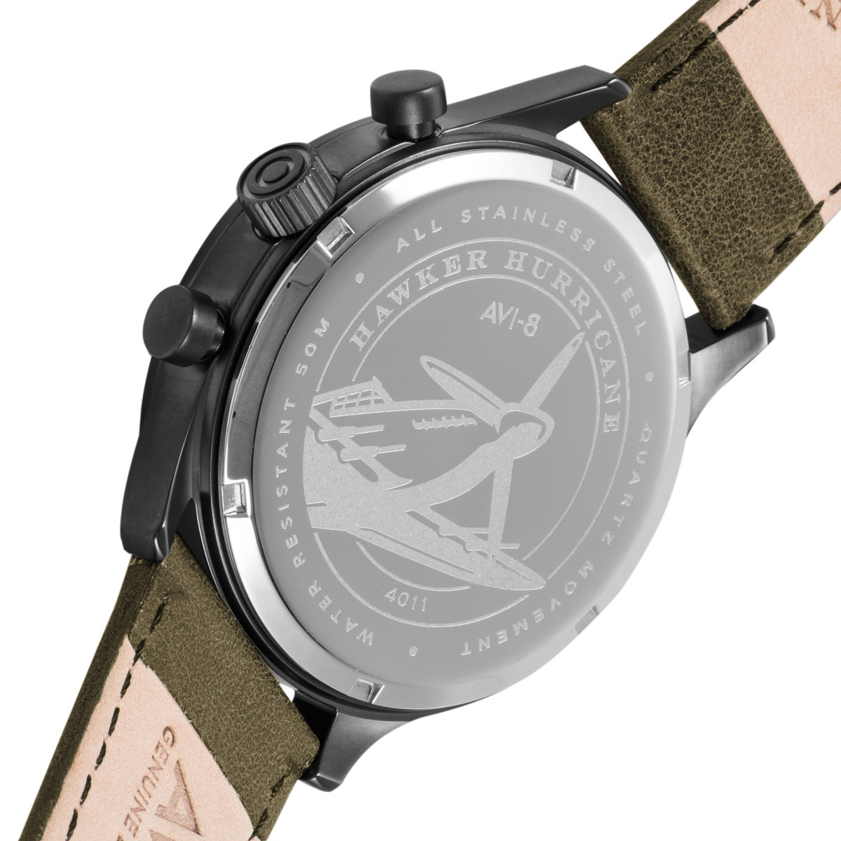 Gravure sur la montre Montre AVI-8 HAWKER HURRICANE Quartz Chronograph - AV-4011-0E