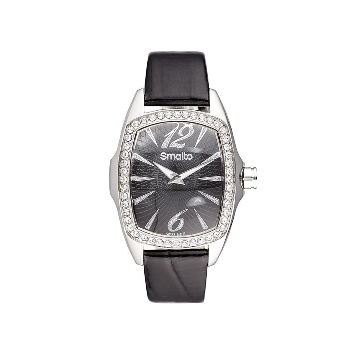 Montre Smalto Femme MELINDA - SNML20C1BC1 - Bracelet cuir vernis noir