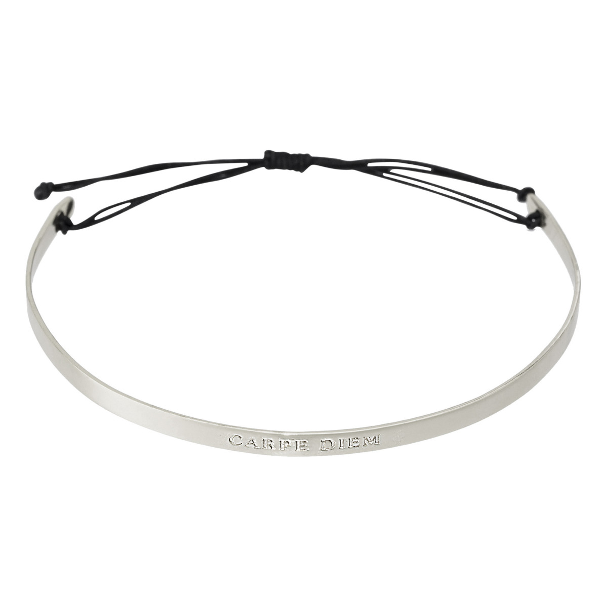 Bracelet à message Laiton "CARPE DIEM" Bracelet à message "Carpe Diem" Cordon Laiton argenté