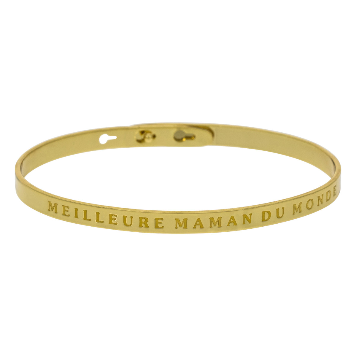 Bracelet Jonc à message Laiton doré "MEILLEURE MAMAN DU MONDE" Bracelet à message "Meilleure Maman du Monde" Laiton doré