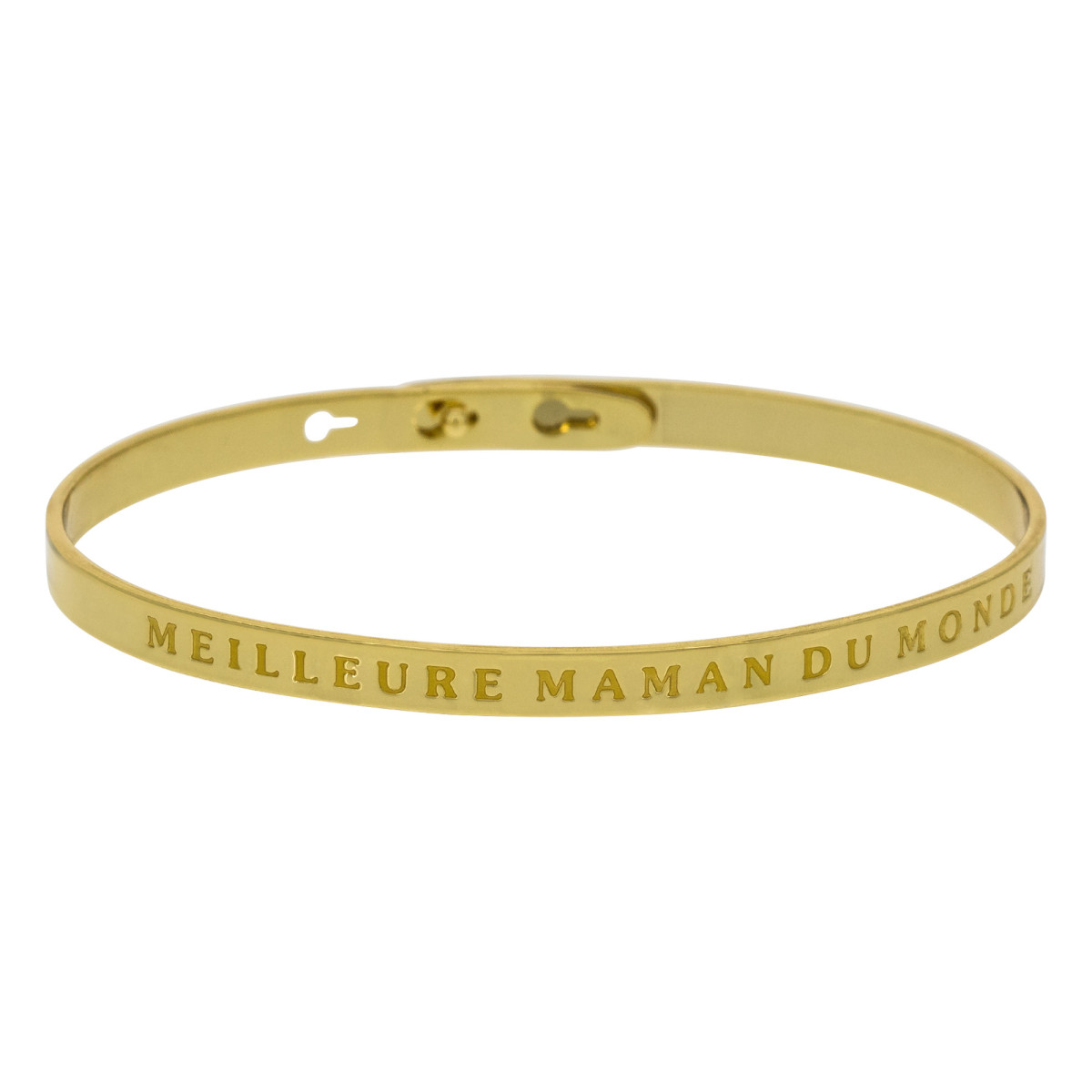 "MEILLEURE MAMAN DU MONDE" bracelet jonc doré à message