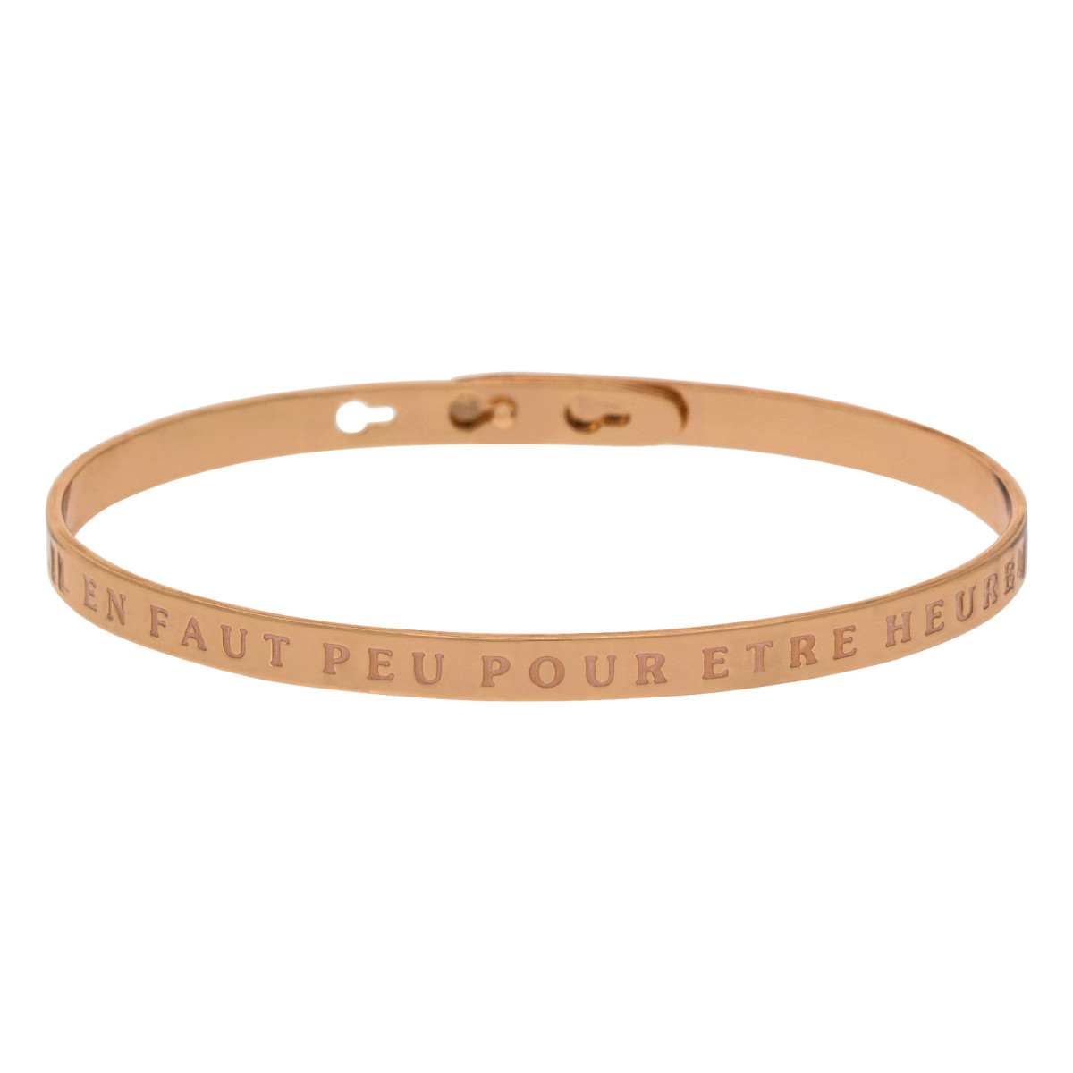 Bracelet à message "Il en faut Peu Pour Etre Heureux" Laiton rosé