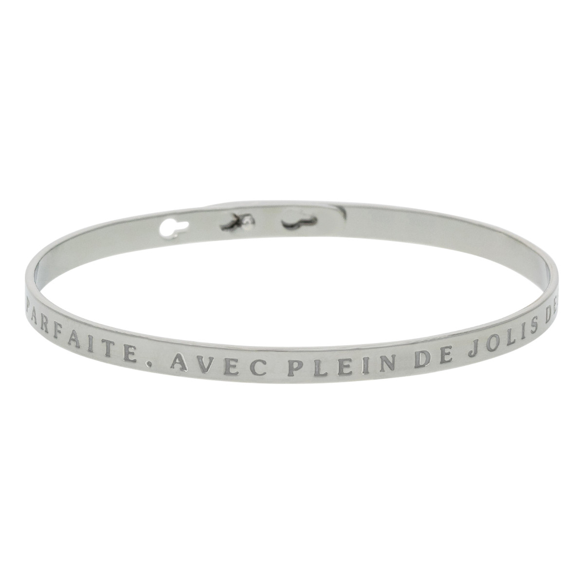Bracelet Jonc à message Laiton "PARFAITE, AVEC PLEIN DE JOLIS DÉFAUTS" Bracelet à message "Parfaite, Avec Plein de Jolis Défauts" Laiton argenté
