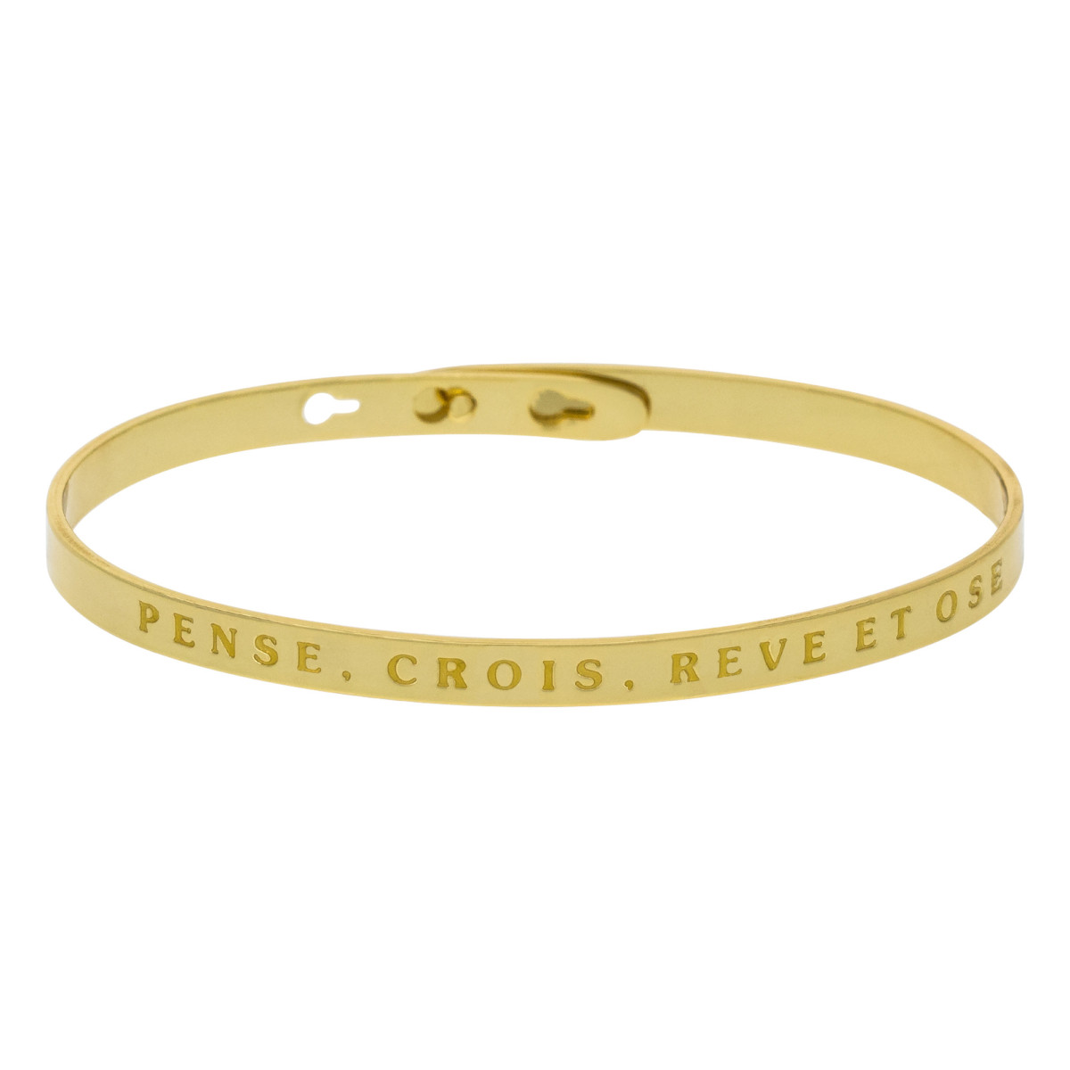 Bracelet Jonc à message Laiton doré "PENSE, CROIS, RÊVE ET OSE" "PENSE, CROIS, RÊVE ET OSE" Jonc doré bracelet à message