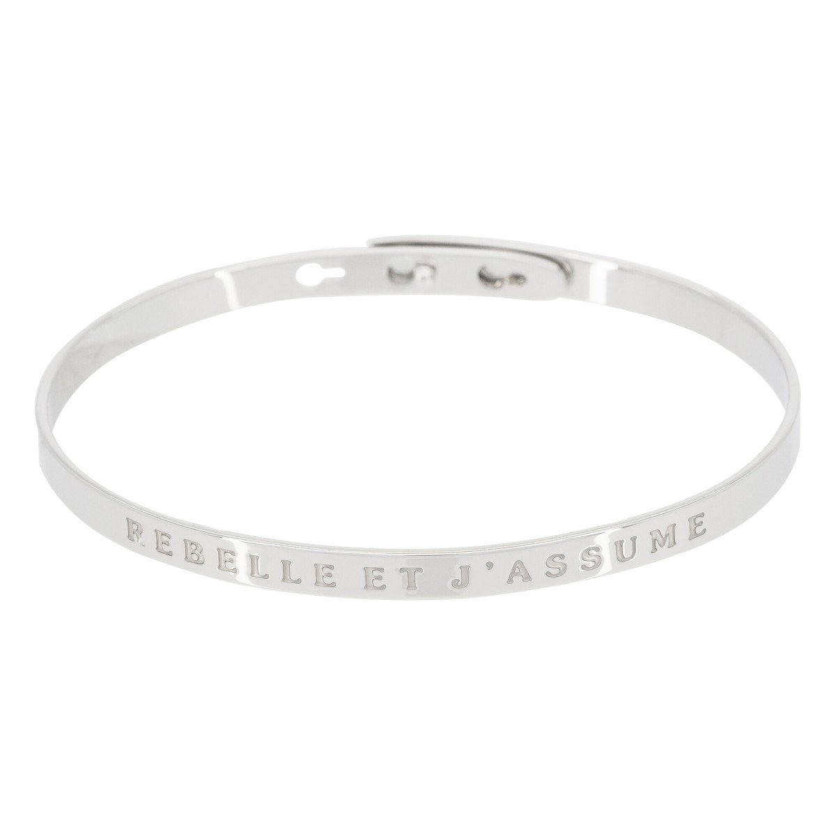 Bracelet Jonc à message Laiton "REBELLE ET J'ASSUME" "REBELLE ET J'ASSUME" bracelet jonc argenté à message