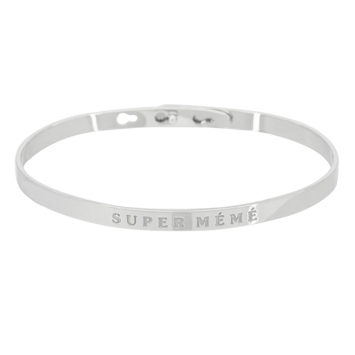 "SUPER MÉMÉ" bracelet jonc argenté à message
