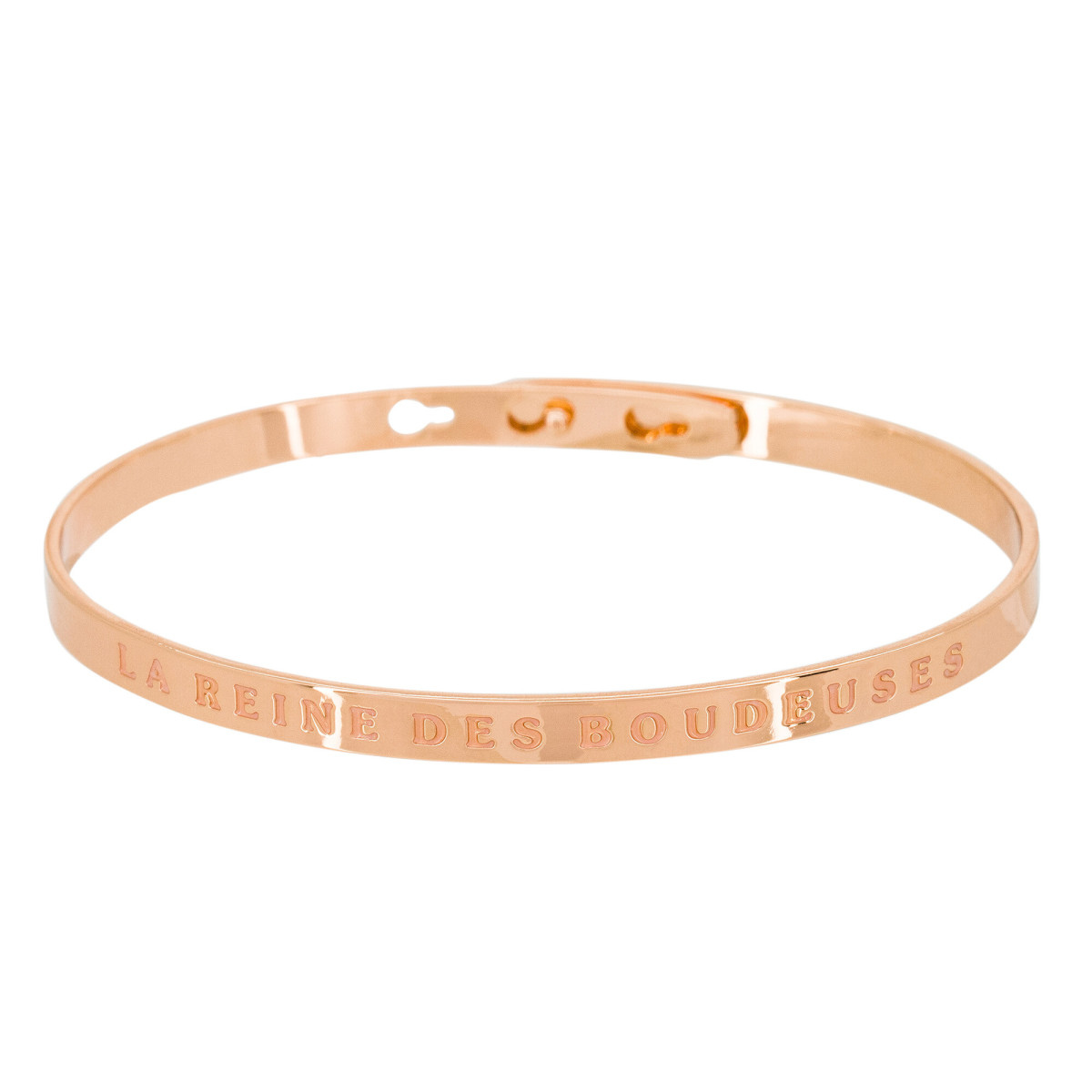 "LA REINE DES BOUDEUSES" bracelet jonc rosé à message