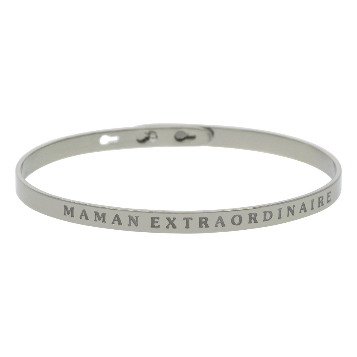 Bracelet Jonc à message Laiton "MAMAN EXTRAORDINAIRE" Bracelet à message "Maman Extraordinaire" Laiton argenté