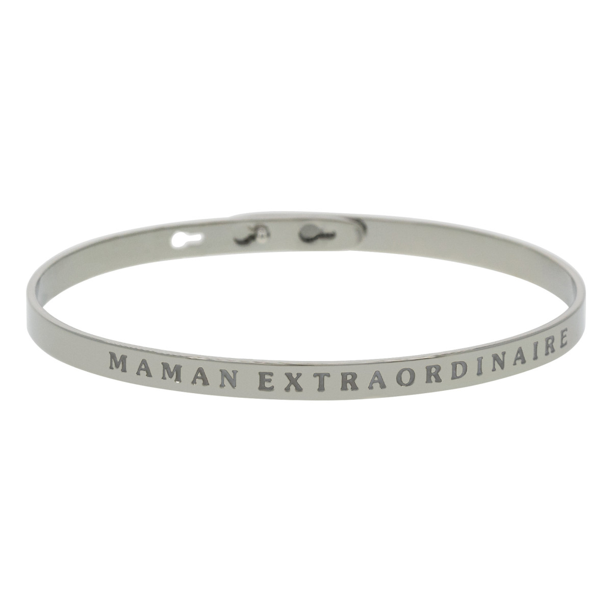 "MAMAN EXTRAORDINAIRE" bracelet jonc argenté à message