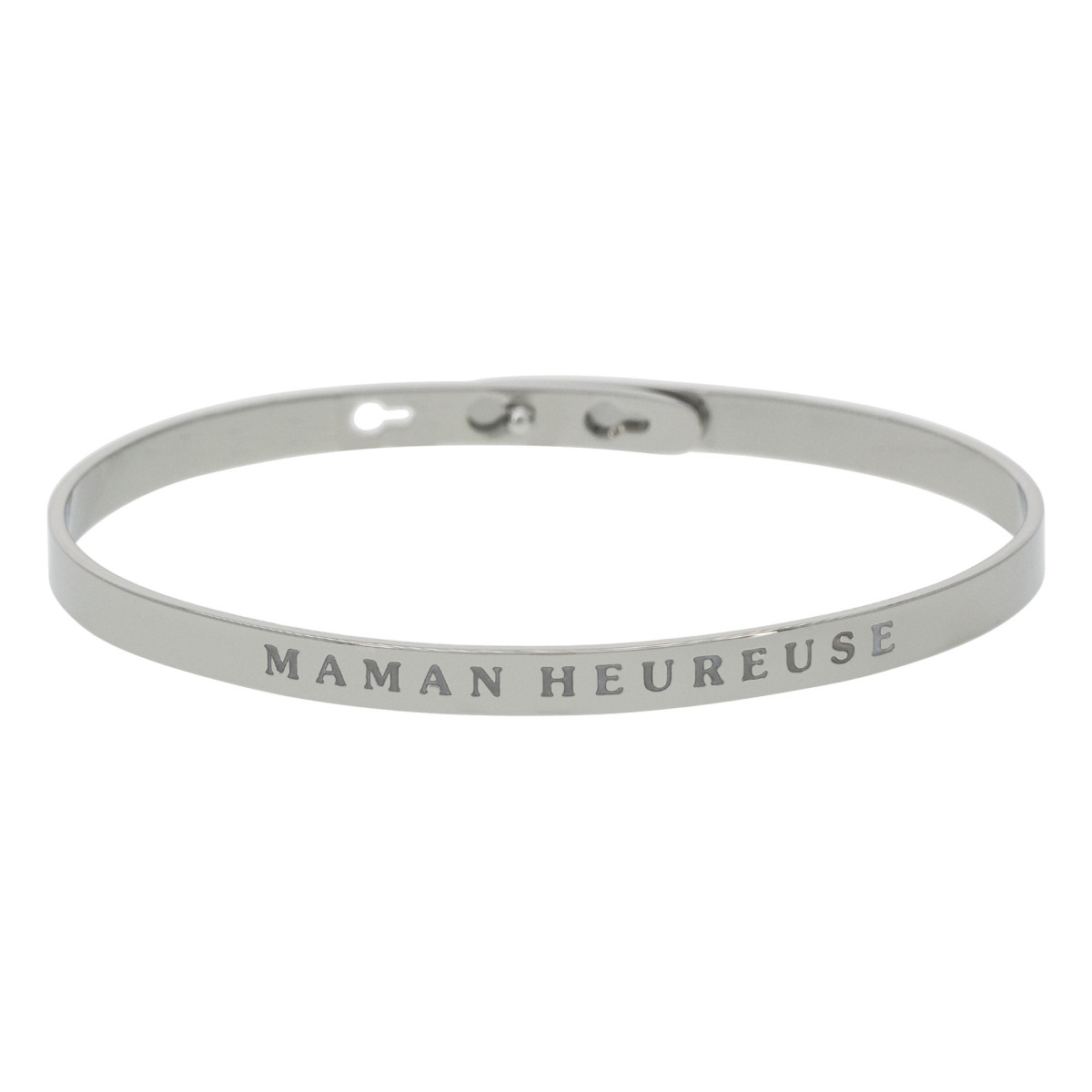 Bracelet Jonc à message Laiton "MAMAN HEUREUSE" Bracelet à message "Maman Heureuse" Laiton argenté