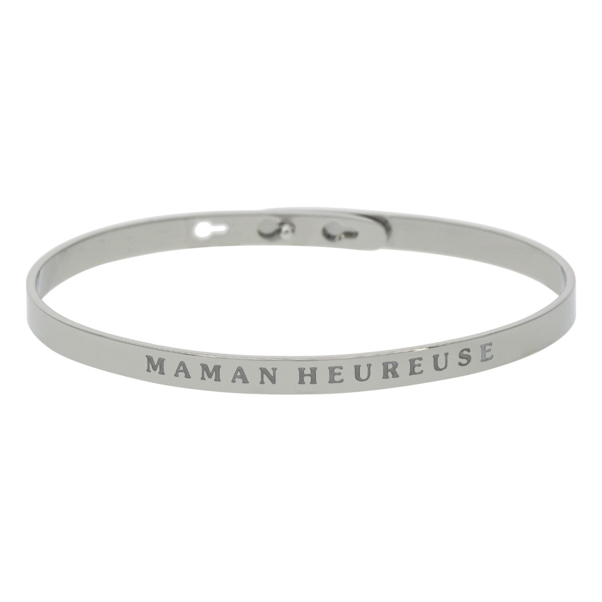 "MAMAN HEUREUSE" bracelet jonc argenté à message