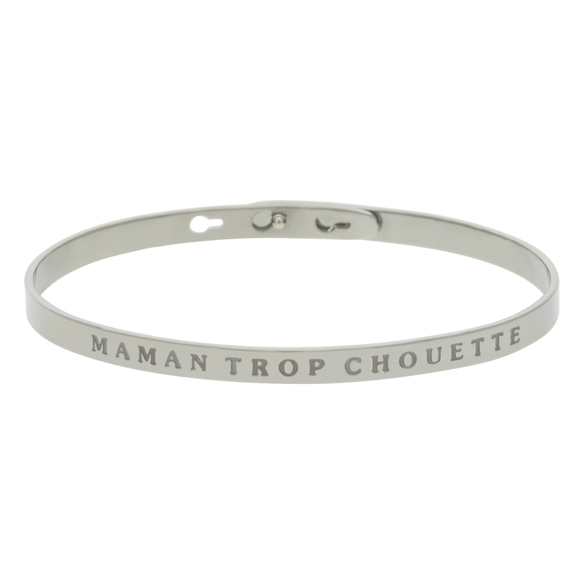 Bracelet Jonc à message Laiton "MAMAN TROP CHOUETTE" "MAMAN TROP CHOUETTE" bracelet jonc argenté à message
