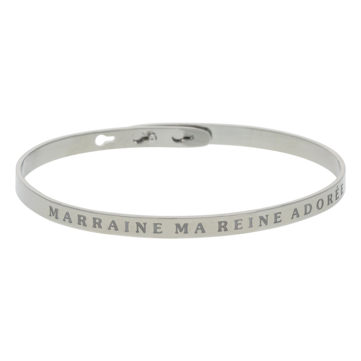 Bracelet Jonc à message Laiton "MARRAINE MA REINE ADORÉE" "MARRAINE MA REINE ADORÉE" bracelet jonc argenté à message