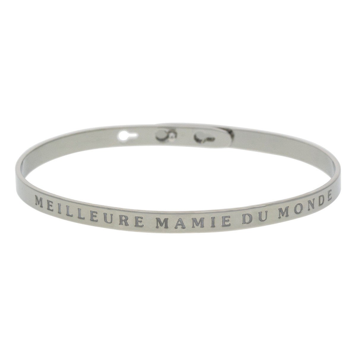 "MEILLEURE MAMIE DU MONDE" bracelet jonc argenté à message