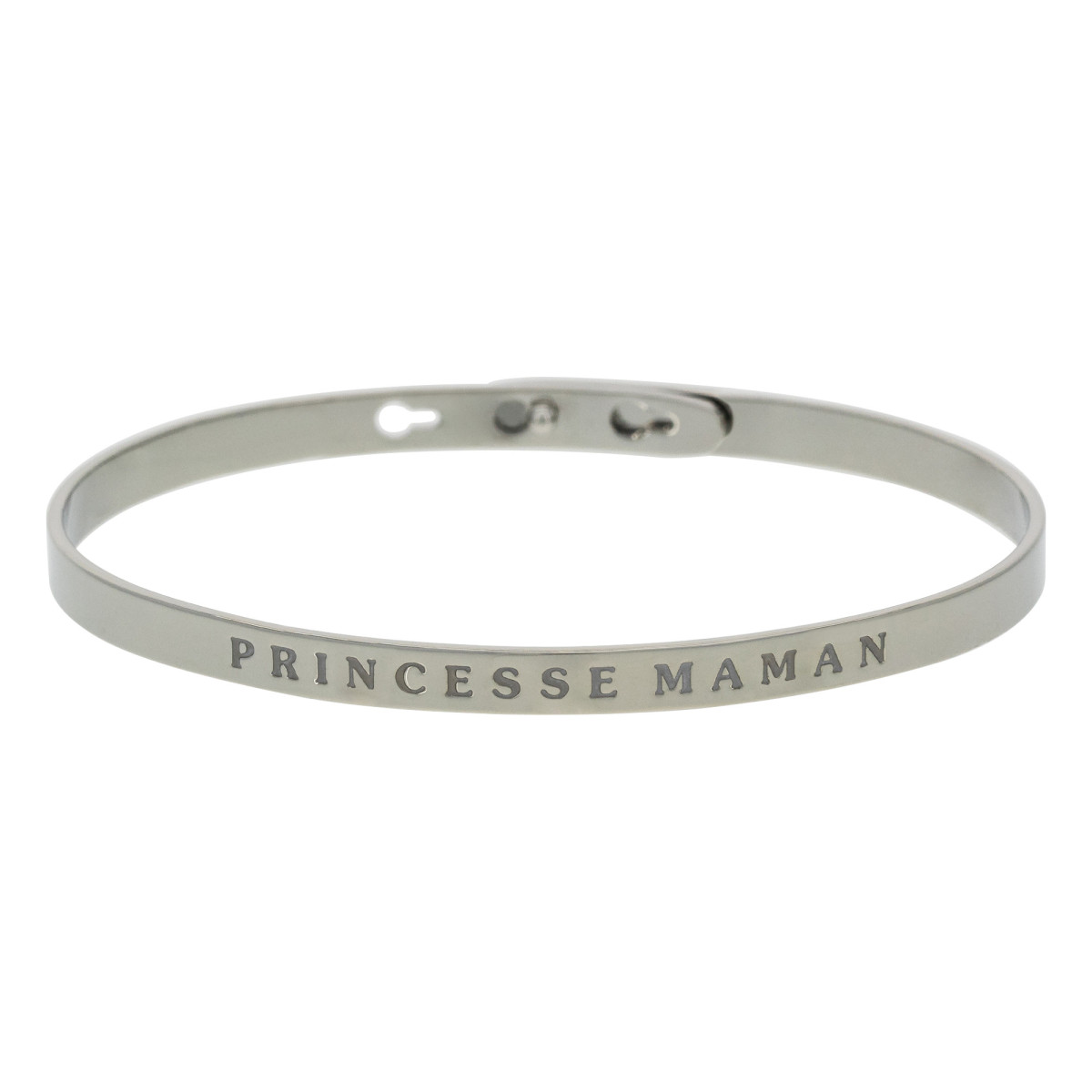 "PRINCESSE MAMAN" bracelet jonc argenté à message