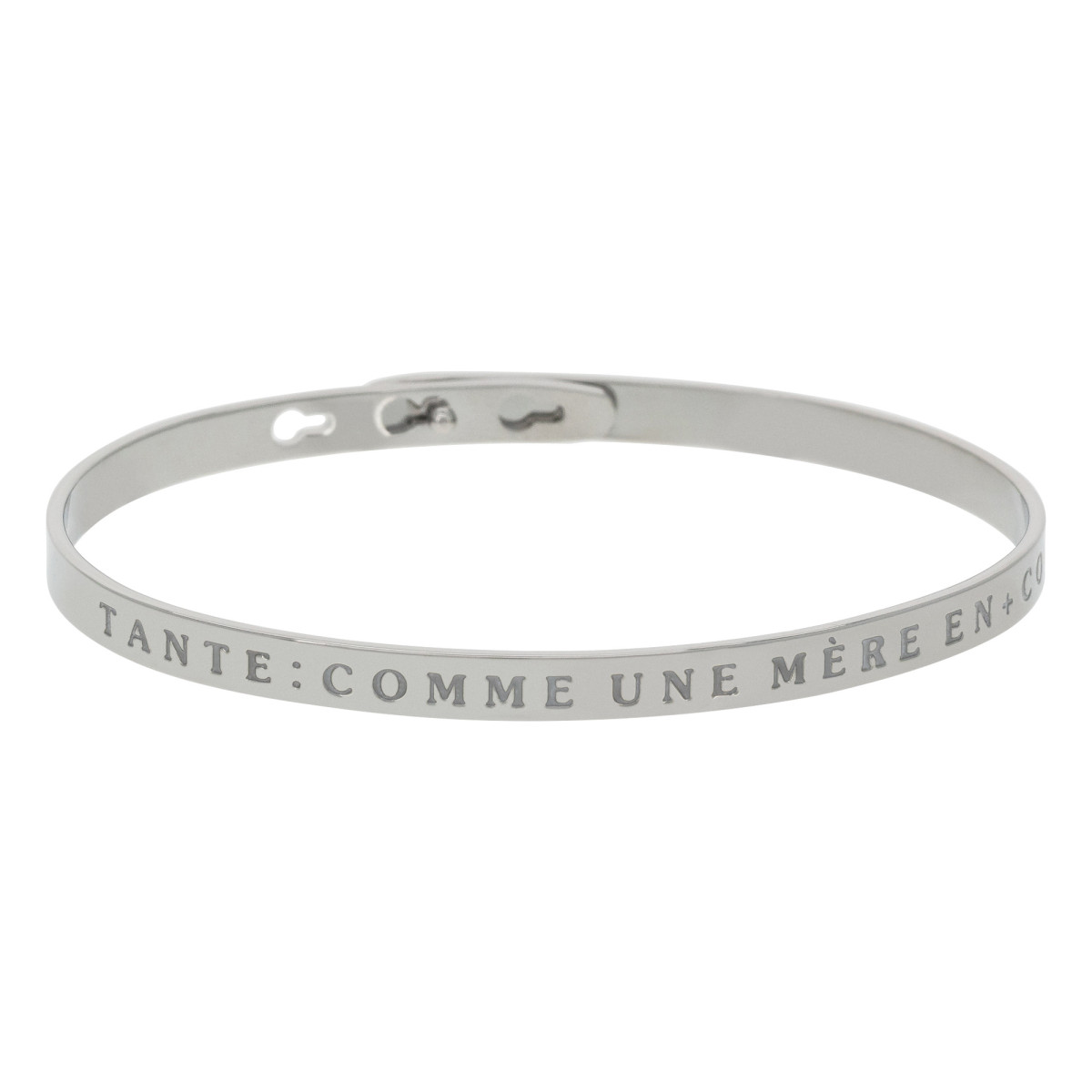 Bracelet Jonc à message Laiton "TANTE: COMME UNE MÈRE EN + COOL" Bracelet à message "Tante: Comme Une Mère en + Cool" Laiton argenté