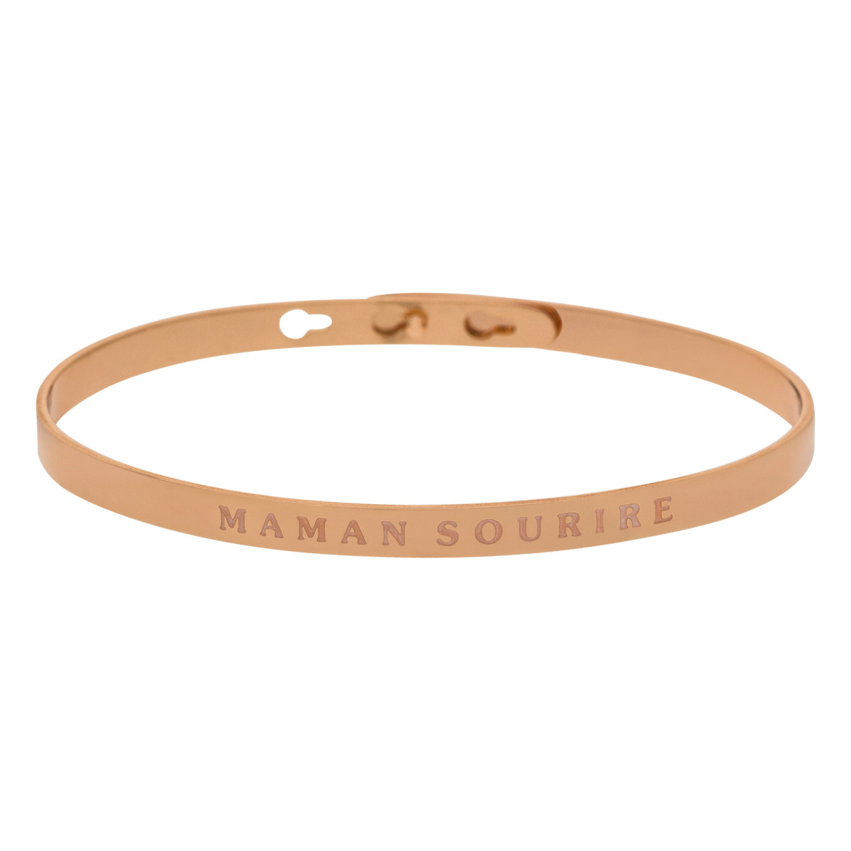 "MAMAN SOURIRE" bracelet jonc rosé à message