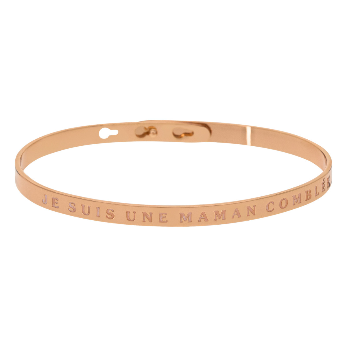 Bracelet Jonc à message Laiton rosé "JE SUIS UNE MAMAN COMBLÉE" Bracelet à message "Je suis Une Maman Comblée" Laiton rosé