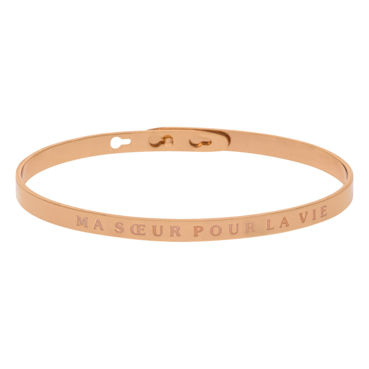 Bracelet Jonc à message Laiton rosé "MA SŒUR POUR LA VIE" Bracelet à message "Ma Sœur Pour La Vie" Laiton rosé