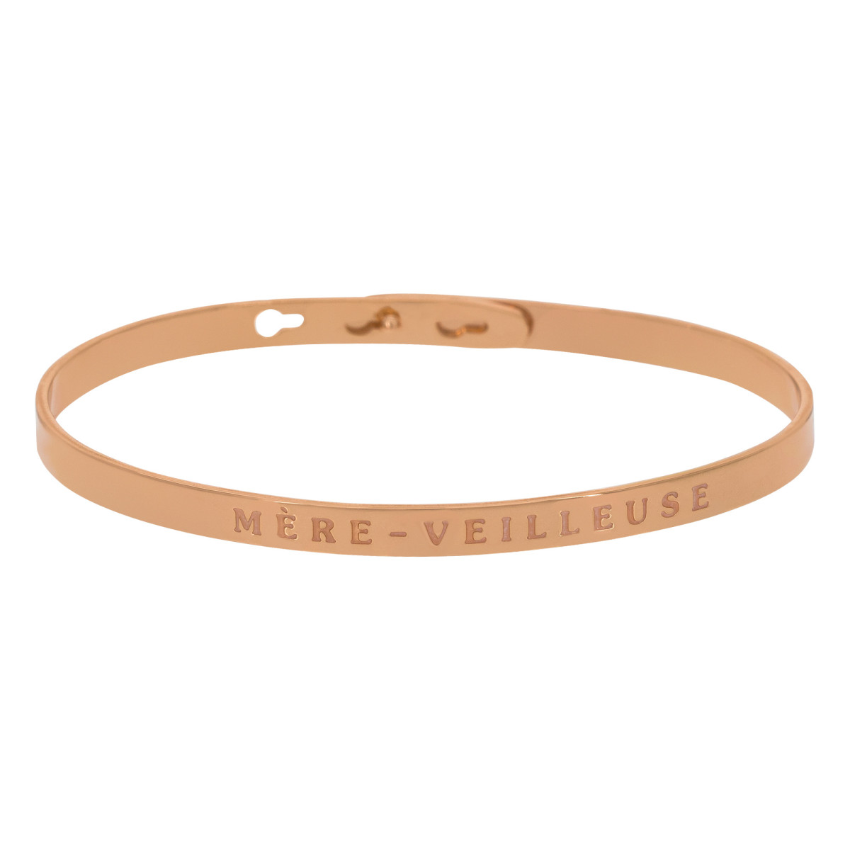 Bracelet Jonc à message Laiton rosé "MÈRE-VEILLEUSE" Bracelet à message "Mère-Veilleuse" Laiton rosé