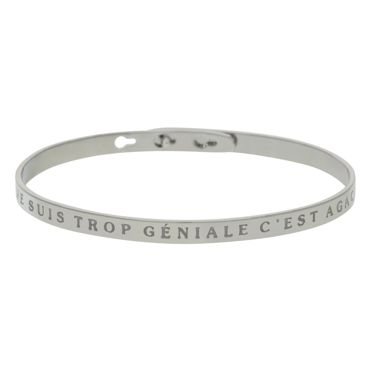 Bracelet Jonc à message Laiton "JE SUIS TROP GÉNIALE C'EST AGAÇANT" Bracelet à message "Je suis Trop Géniale c'est Agaçant" Laiton argenté