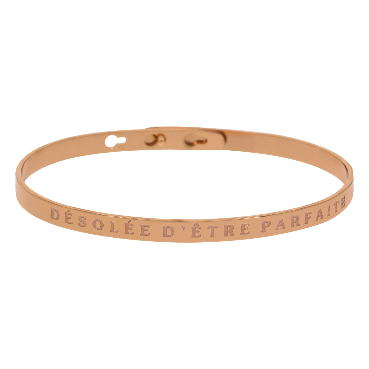 Bracelet Jonc à message Laiton rosé "DÉSOLÉE D'ÊTRE PARFAITE" Bracelet à message "Désolée d'Être Parfaite" Laiton rosé
