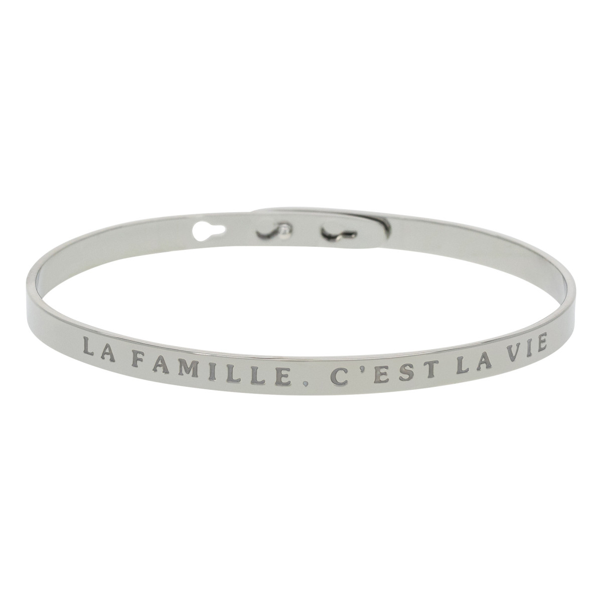 Bracelet Jonc à message Laiton "LA FAMILLE, C'EST LA VIE" Bracelet à message "La Famille, c'est La Vie" Laiton argenté