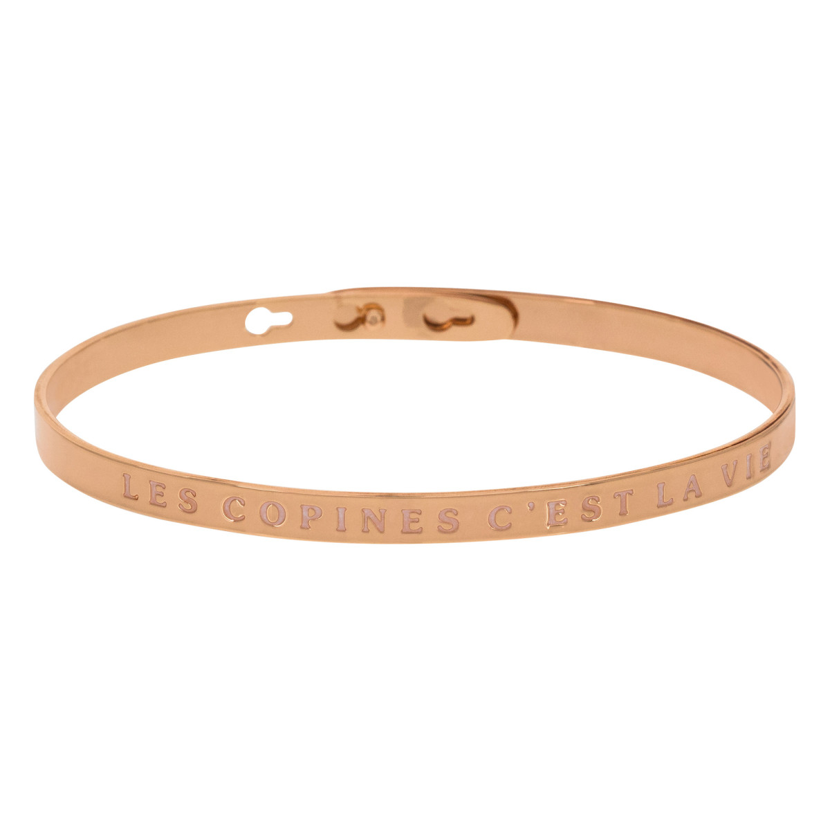 Bracelet Jonc à message Laiton rosé "LES COPINES C'EST LA VIE" Bracelet à message "Les Copines c'est La Vie" Laiton rosé