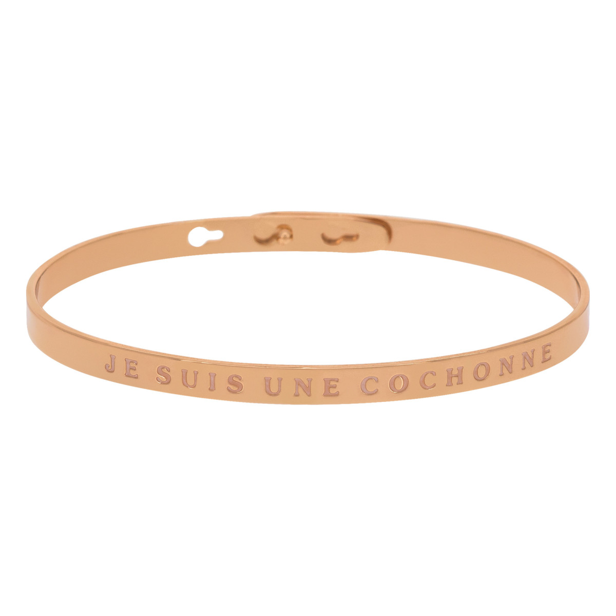 "JE SUIS UNE COCHONNE" bracelet jonc rosé à message