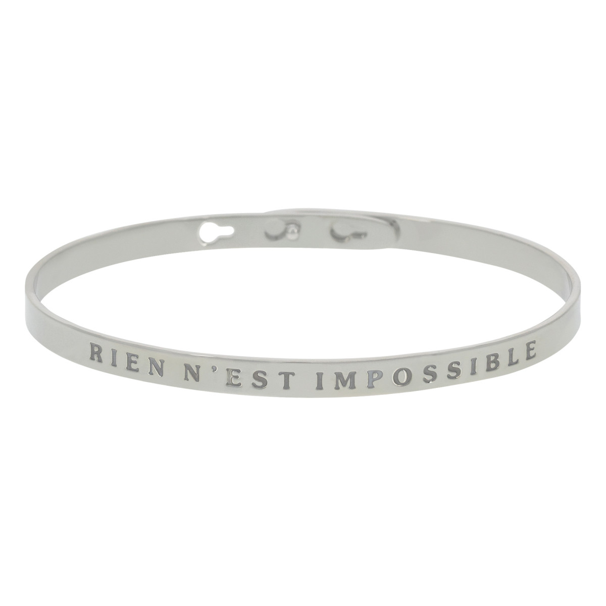 Bracelet Jonc à message Laiton "RIEN N'EST IMPOSSIBLE" Bracelet à message "Rien n'est Impossible" Laiton argenté