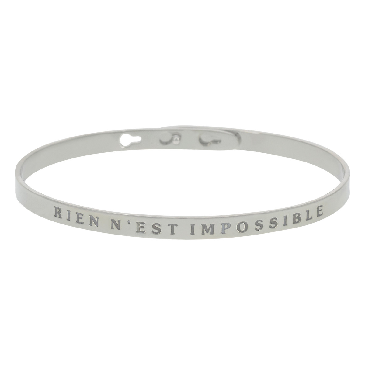 "RIEN N'EST IMPOSSIBLE" bracelet jonc argenté à message