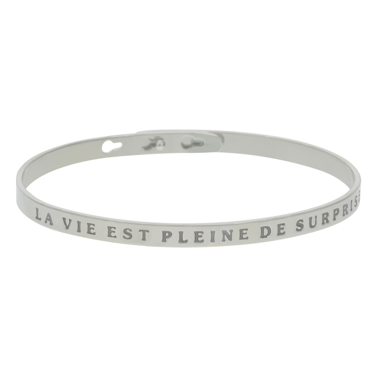 Bracelet à message "La Vie est Pleine de Surprises" Laiton argenté
