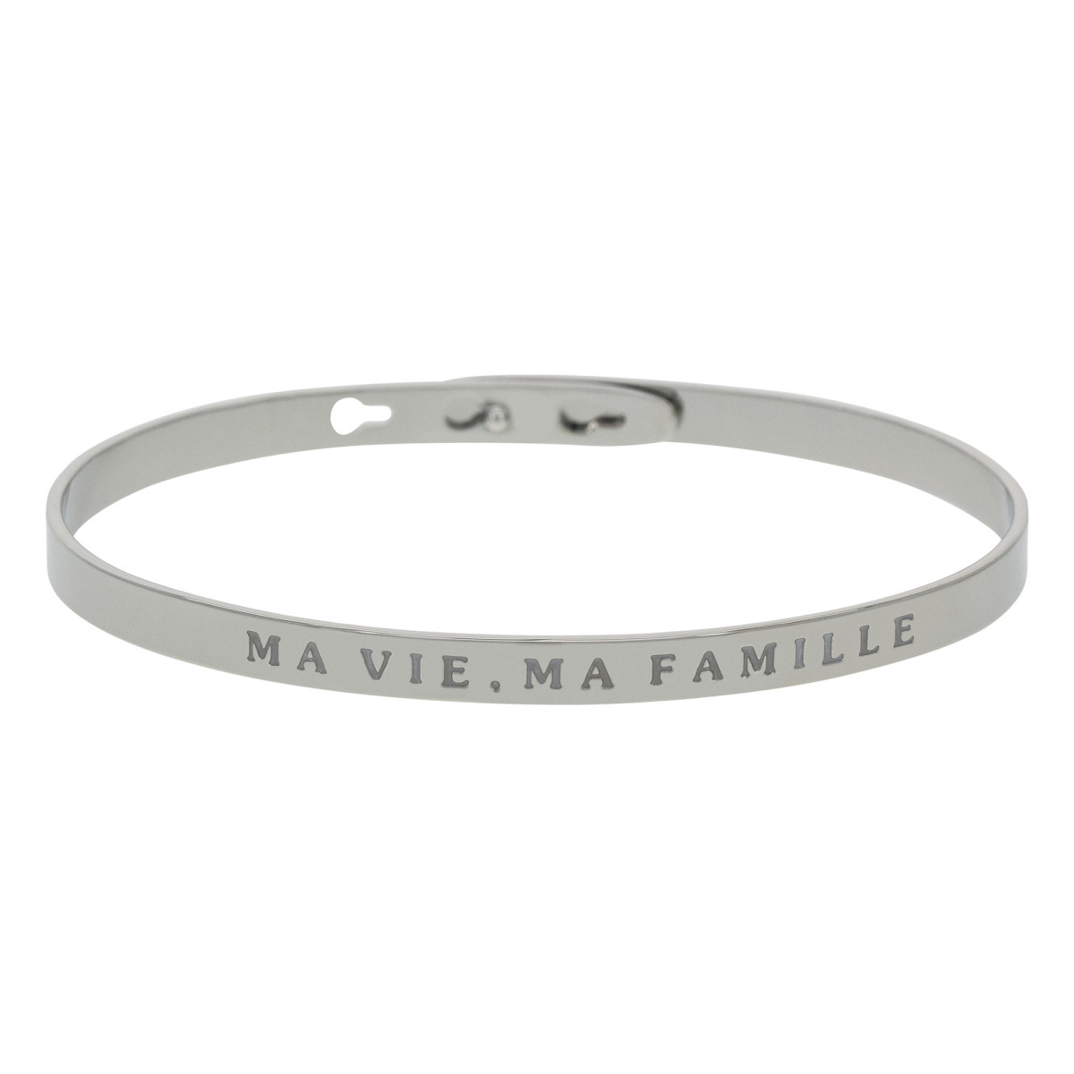 Bracelet Jonc à message Laiton "MA VIE, MA FAMILLE" "MA VIE, MA FAMILLE" bracelet jonc argenté à message