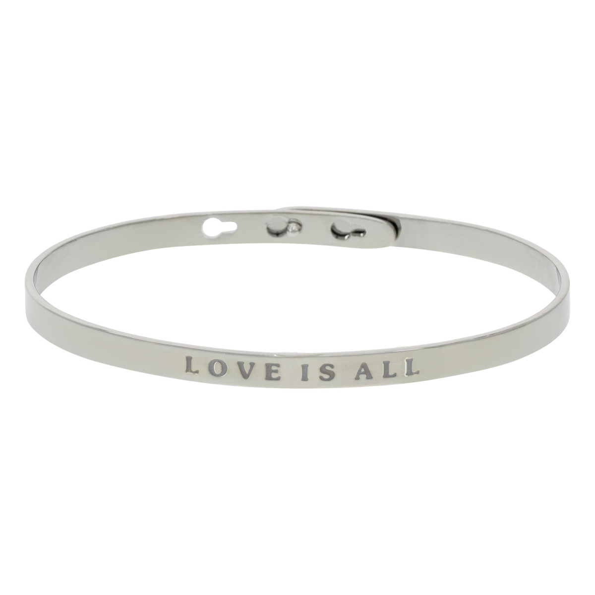 "LOVE IS ALL" Jonc argenté bracelet à message