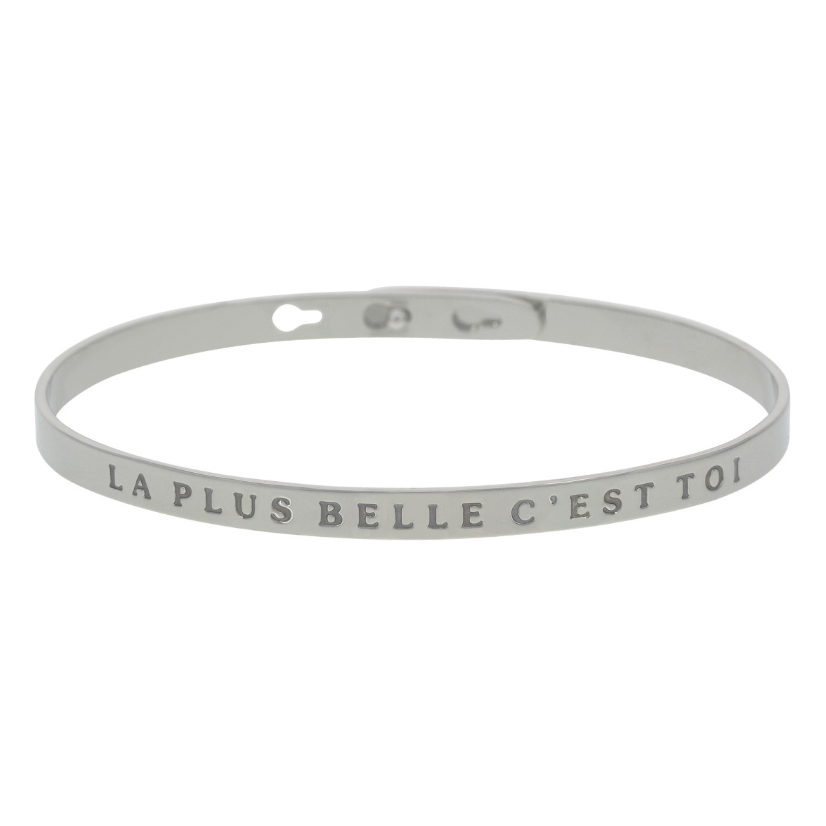 Bracelet Jonc à message Laiton "LA PLUS BELLE C'EST TOI" Bracelet à message "La Plus Belle c'est Toi" Laiton argenté