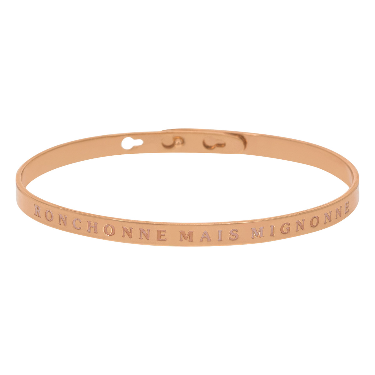 "RONCHONNE MAIS MIGNONNE" bracelet jonc rosé à message