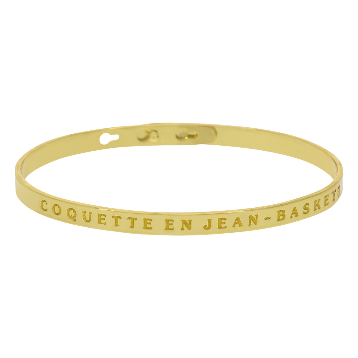 Bracelet Jonc à message Laiton doré "COQUETTE EN JEAN-BASKETS" "COQUETTE EN JEAN-BASKETS" bracelet jonc doré à message