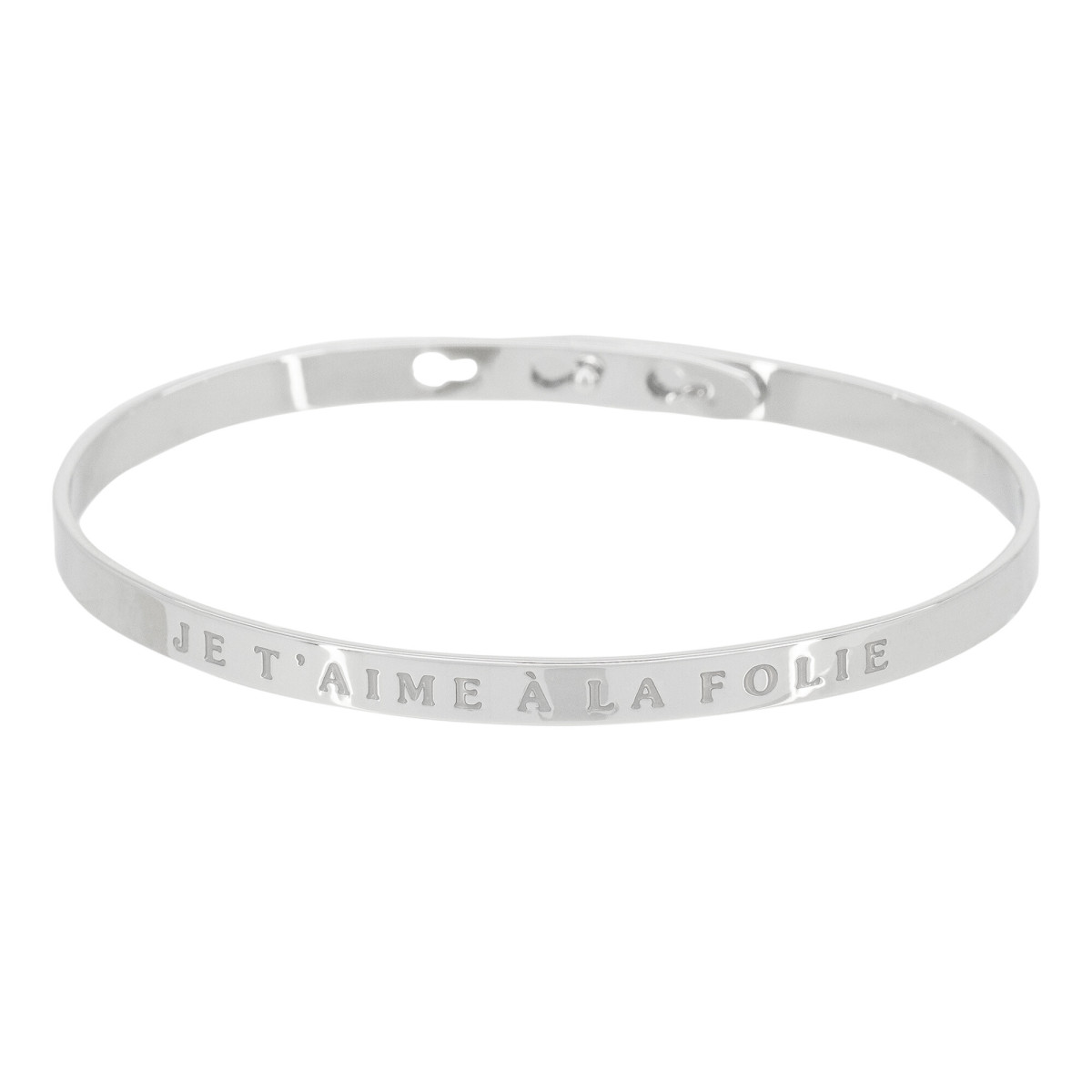 "JE T'AIME À LA FOLIE" bracelet jonc argenté à message