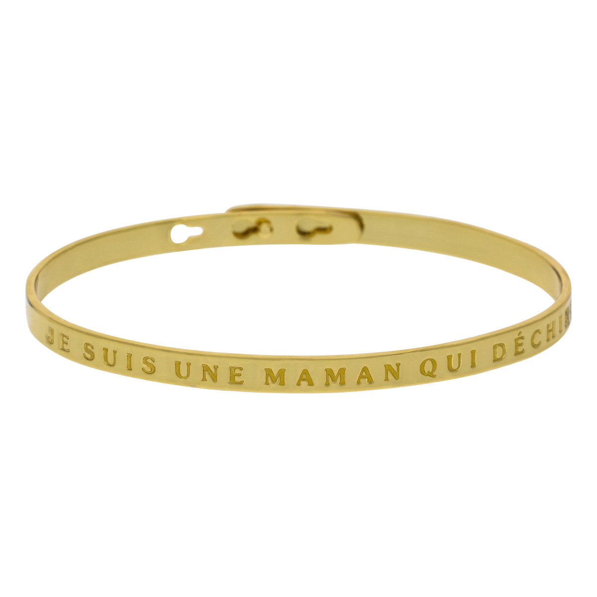 Bracelet Jonc à message Laiton doré "JE SUIS UNE MAMAN QUI DÉCHIRE" Bracelet à message "Je suis Une Maman Qui Déchire" Laiton doré