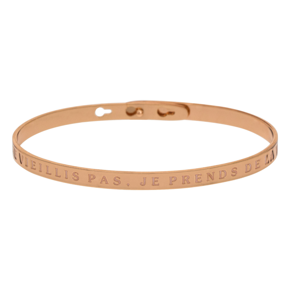Bracelet Jonc à message Laiton rosé "JE NE VIEILLIS PAS, JE PRENDS DE LA VALEUR" Bracelet à message "Je ne Vieillis Pas, Je Prends de La Valeur" Laiton rosé