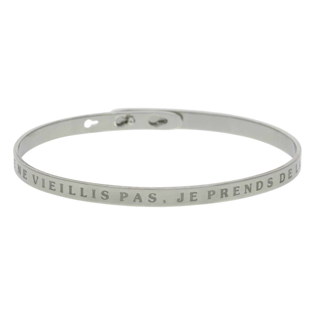 Bracelet à message "Je ne Vieillis Pas, Je Prends de La Valeur" Laiton argenté