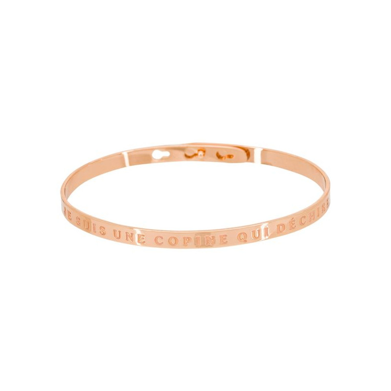 Bracelet Jonc à message Laiton rosé "JE SUIS UNE COPINE QUI DÉCHIRE" Bracelet Jonc à message Laiton rosé "JE SUIS UNE COPINE QUI DÉCHIRE"