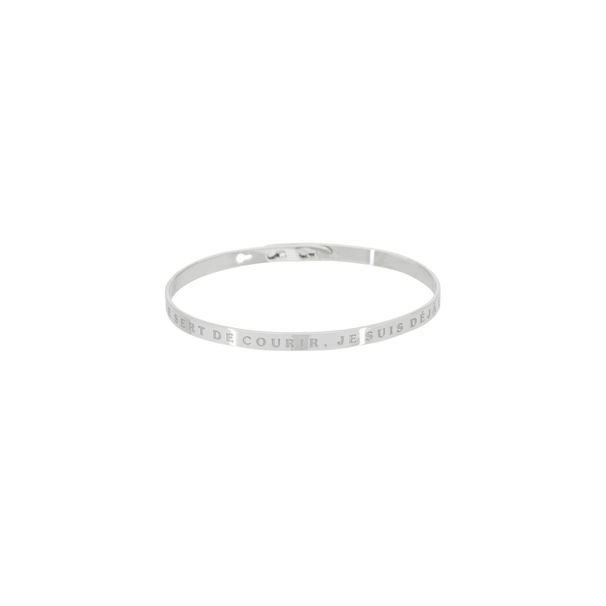 Bracelet à message "Rien ne Sert de Courir, Je suis Déjà en Retard" Laiton argenté