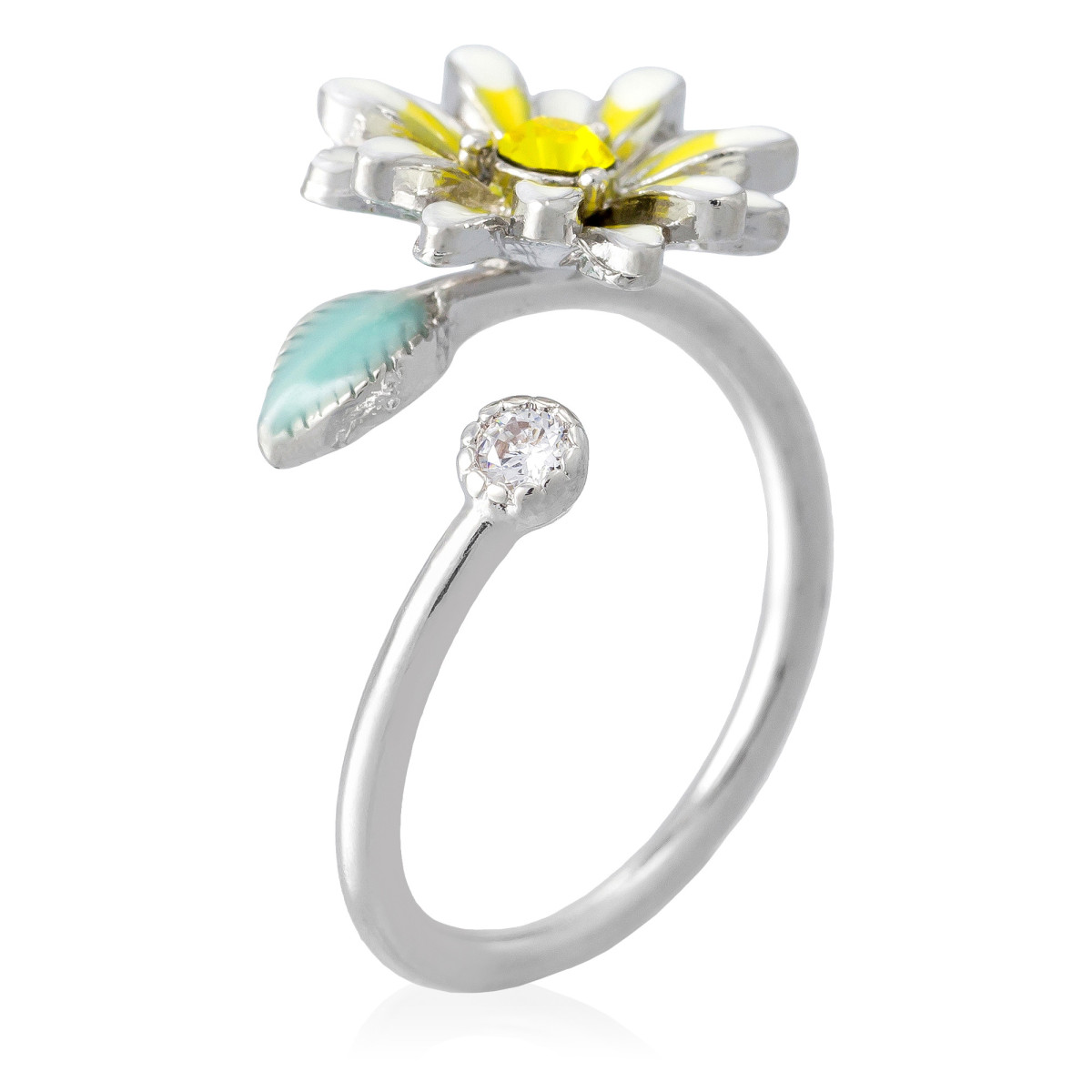 Bague ajustable argentée "Marguerite de Printemps"