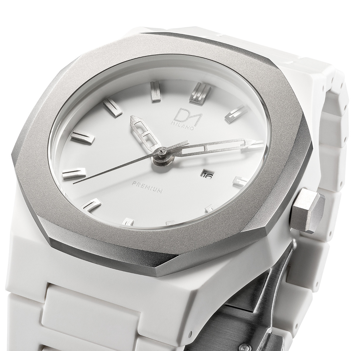 Montre D1 MILANO PR05 - Premium Polycarbon - 40.5 mm Montre D1 Milano PREMIUM Quartz - Cadran Argenté - 40,5 mm - PR05