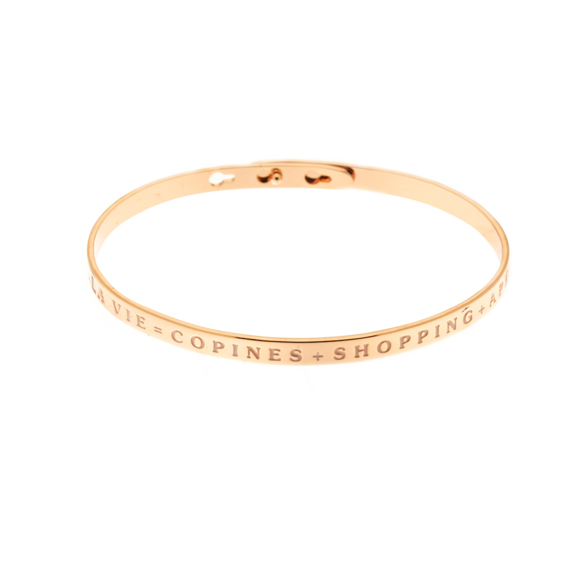 Bracelet à message "La Vie  Copines  Shopping  Apéro" Laiton rosé