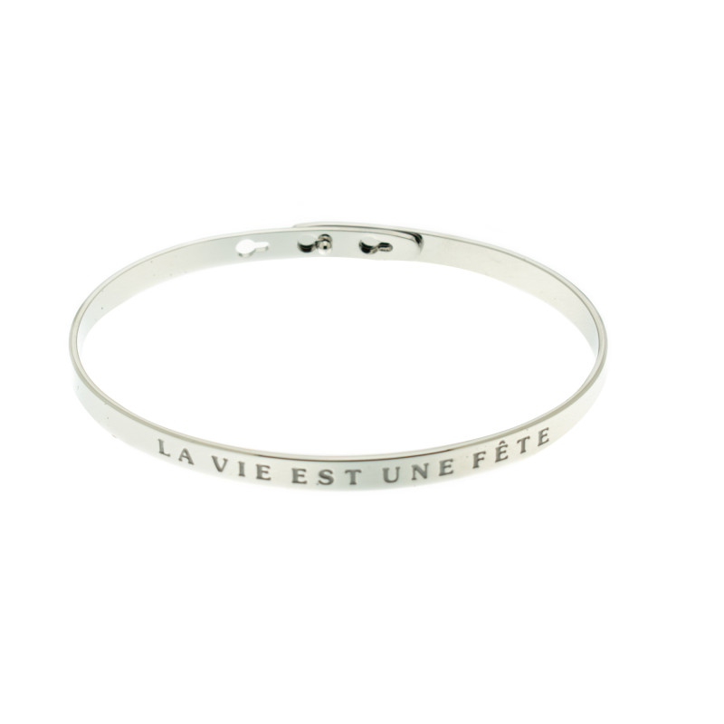 Bracelet Jonc à message Laiton "LA VIE EST UNE FÊTE" Bracelet Jonc à message Laiton "LA VIE EST UNE FÊTE"
