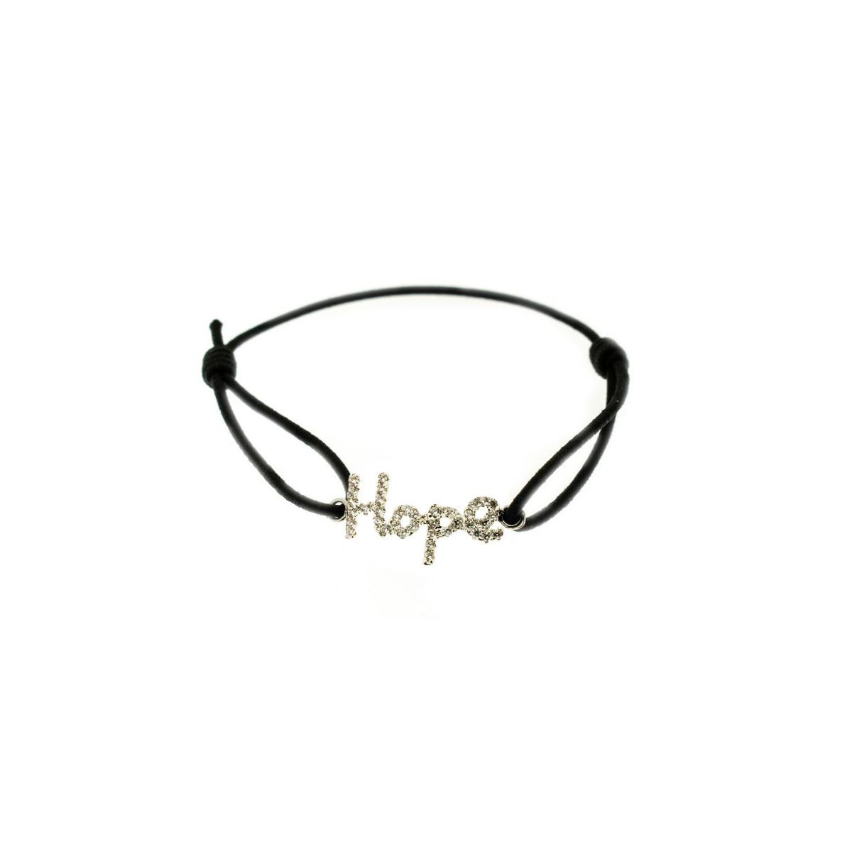 "HOPE STRASS" Bracelet argenté à message, strass